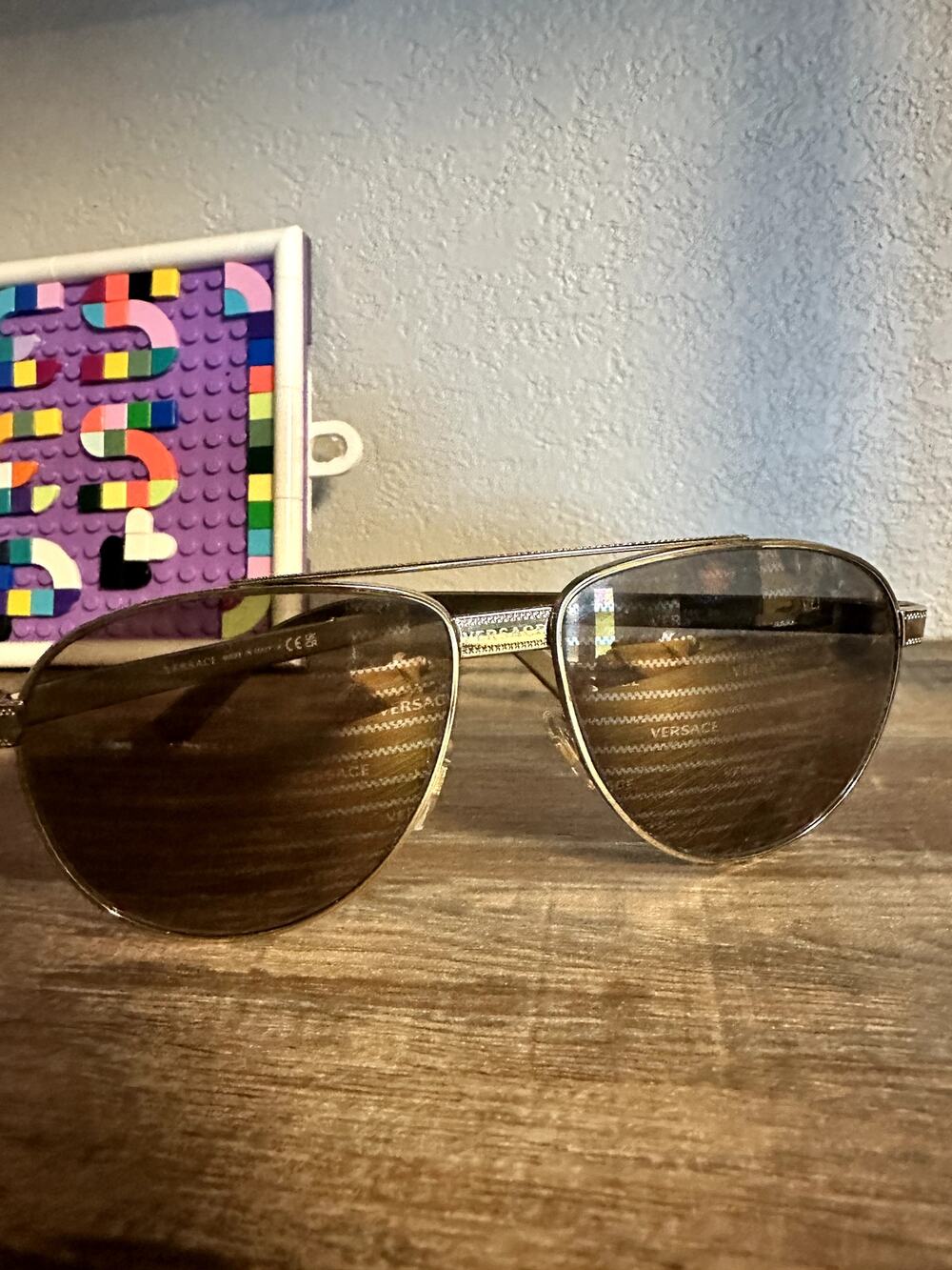 Versace Unisex Gold Metal Frame Aviator Sunglasses Gradient Lenses 58-14-140